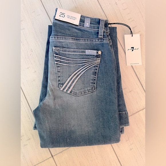 7 For All Mankind Tailorless Dojo Jeans Women Trouser NWT Size 25 7FAMK Slim Evo - Picture 1 of 9